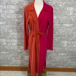 Anthropologie Daily Practice ribbed, belted, color-block duster cardigan